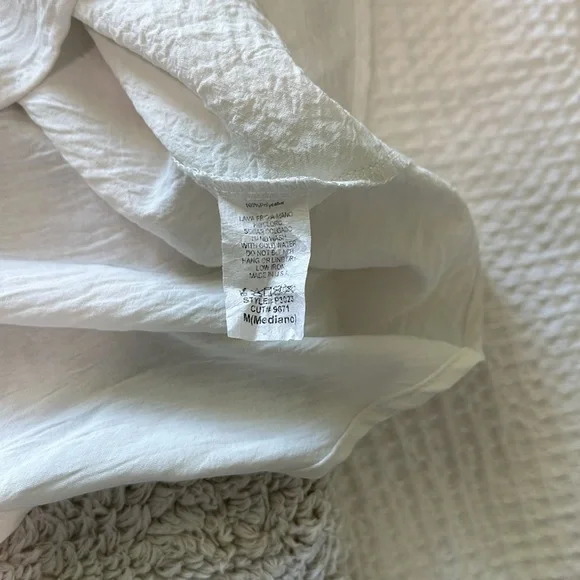 Jodifl Women's M Flutter Sleeve Pocket Tee Shirt White Crepe Texture Oversized - Picture 11 of 11